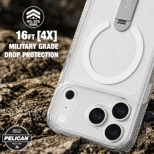 Image of Pelican Protector iPhone 18 Pro /17 Pro Case w /Kickstand-MagSafe Case-Clear