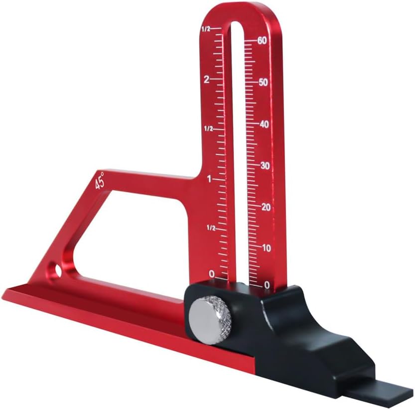 Height Gauge, Precision Adjustment Luminum Construction Table Saw Push Block, 0 to 60Mm Adjustable Table Saw Alignment Gauge for Table Saw, Router, Drill Press