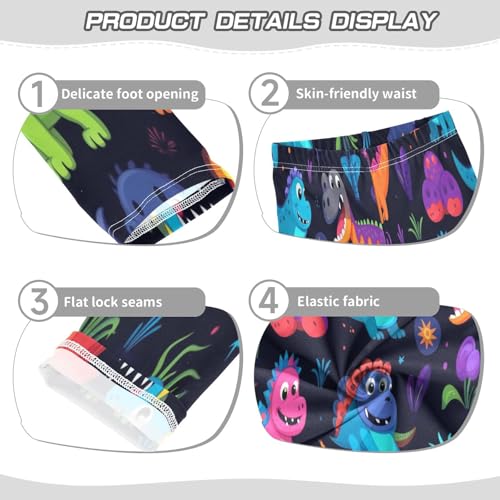 Bolaz Toddler Girls Leggings Printed Yoga Pants Leggings Green Purple Dinosaurs for Kids3