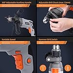 Towallmark 7.5-Amp Hammer Drill with Aluminum Alloy Housing, 1/2-Inch Corded Electric Hammer Drill with 3000RPM, Variable Speed, 15 Drill Bits with Toolbox for Home Improvement, DIY - Image 4