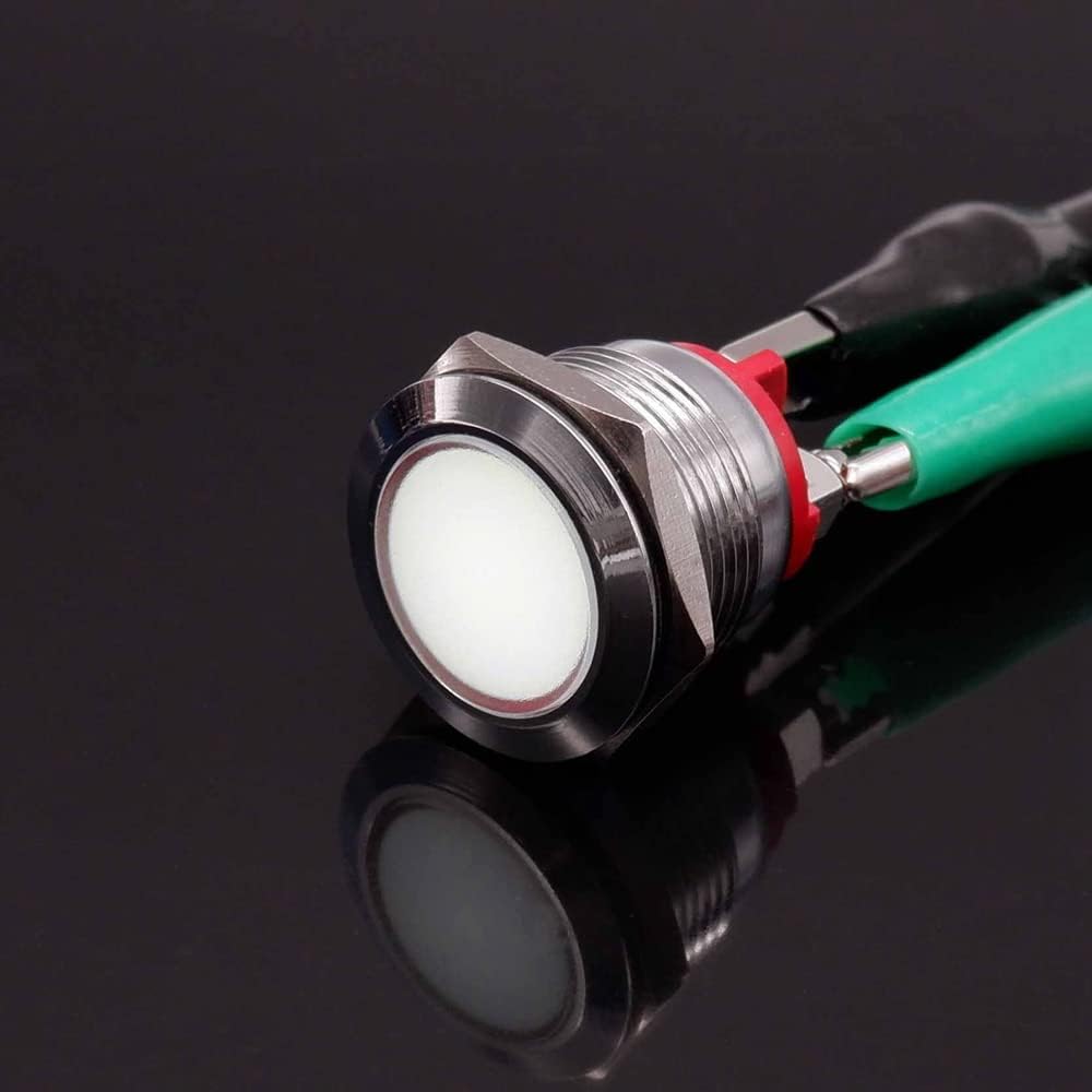 16mm 19mm 22mm Metal Indicator Light LED Signal Light Pin Terminal Screw Terminal 3v 6v 12v 24v 110v 220v Red Orange Green Blue - (Color: White/Vol: 12-24v/ Size: 22mm/ SD: Screw Terminal)