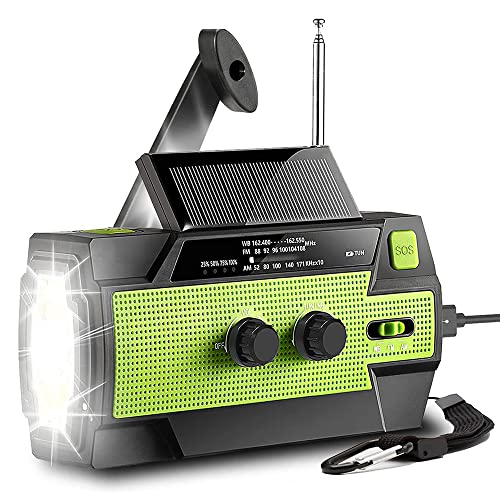 Topsics Radio Solar con 4000mAh Batería, FM Am Radio Manivela de Emergencia, Multifunción Radio Solar Recargable con Alarma SOS/LED Linterna Cover
