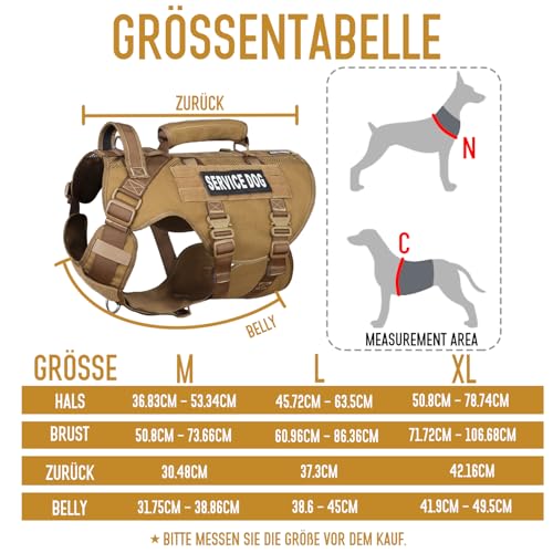 DNALLRINO Taktisches Hundegeschirr, Hebegeschirr für Mittelgroße Große Hunde, Air Mesh einstellbar Service Hundegeschirr mit 39g Metallschnalle für die Ausbildung Wandern