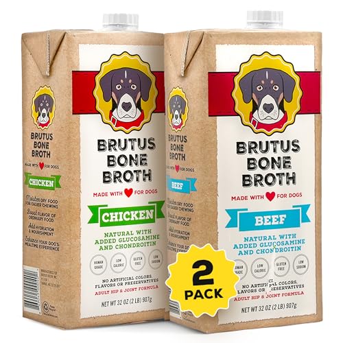 Brutus Broth for Dogs - All Natural Bone Broth for Dogs with Chondroitin Glucosamine Turmeric -Human