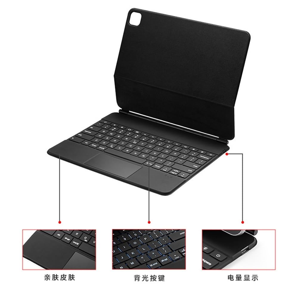 YSJX Cubierta Protectora Ultrafina for Teclado táctil con retroiluminación QWERTY, Adecuada for iPad Pro de 11 Pulgadas, 2020/2021/2022, Universal(Negro)