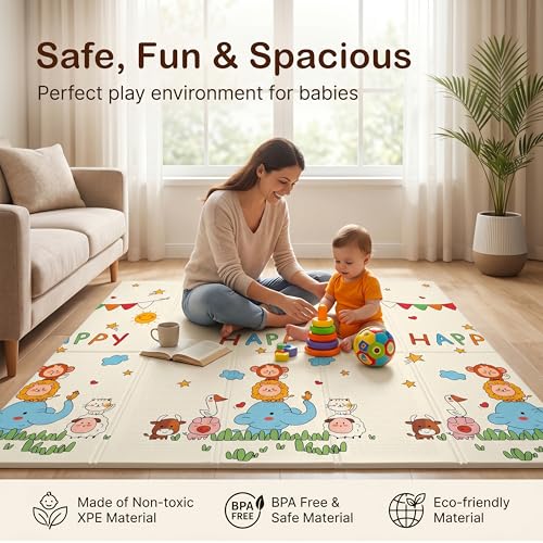 Image of StarAndDaisy Baby Mats for Floor /Play Mat for Kids with Double Sided Water Proof /Baby Play Mat for Kids Playing -Babies,Infants & Toddlers 8 MM Reversible & Foldable Design -Alphabet