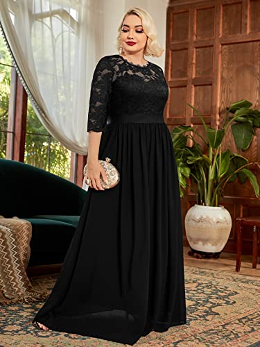 Miusol Women's Formal Floral Lace Plus Size Wedding Maxi Dress4