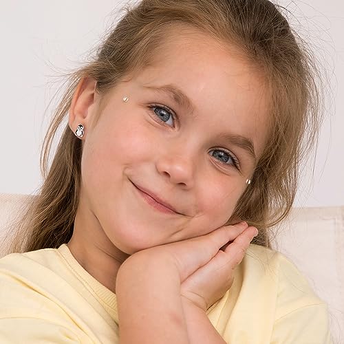 925 Sterling Silver Black Enamel Penguin Screw Back Earrings For Toddlers & Little Girls - Fun Penguin Earrings For Young Girls Birthday - Colorful & Fun Animal Earrings For Young Girls2