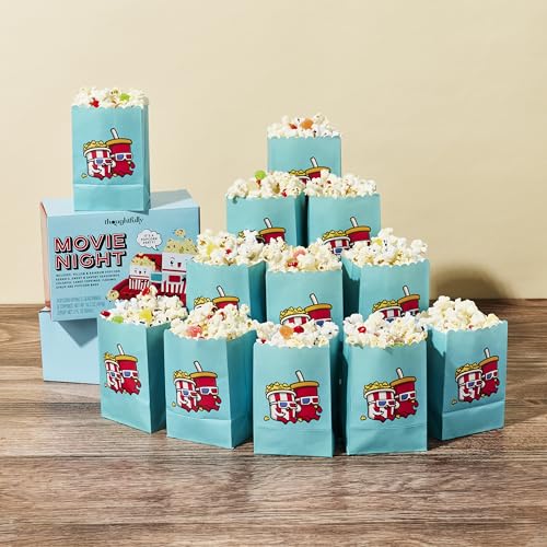 Image of Thoughtfully, Family Movie Night Supplies Kit, Includes Popcorn Bags, Gourmet Popcorn Kernels, Seasonings and Candy Toppings, Gift Basket Idea