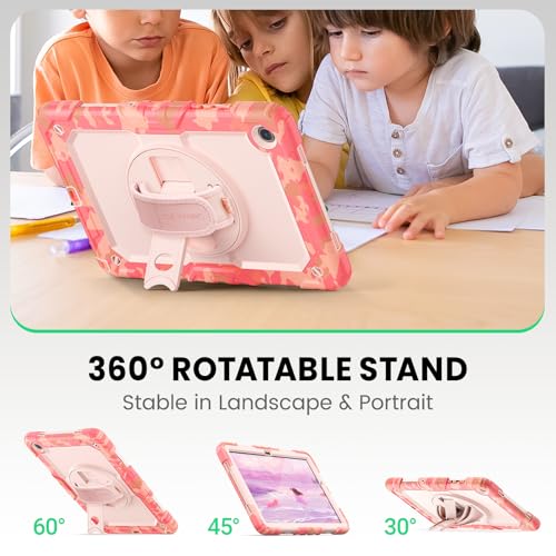 SEYMAC Case for Samsung Galaxy Tab A9+ Plus/A11+ Plus 11 Inch, Full-Body Shockproof Protective Case with Rotating Stand, Screen Protector, Hand/Shoulder Strap and Pen Holder, Multicolor/Pink by SEYMAC stock - Used condition - Image 4