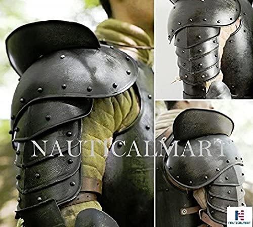 NauticalMart LARP Giant Dark Warrior Pauldrons Black Antique