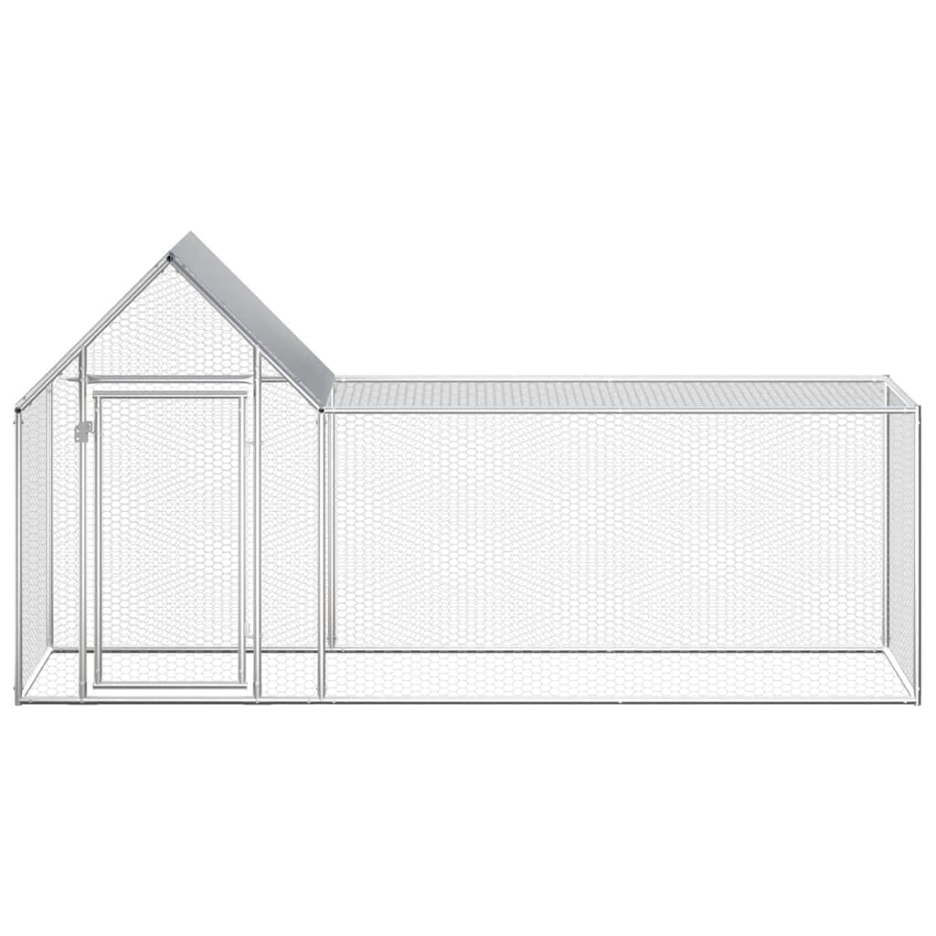 Gallinero de 3 x 1 x 1,5 m de acero galvanizado, estable gallinero con puerta y techo para aves de corral, patos y gansos, color plateado