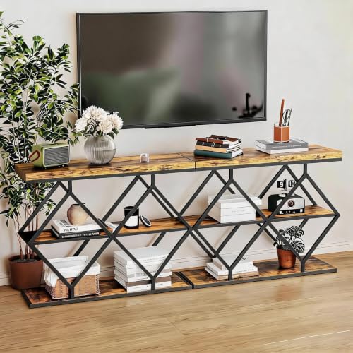 39" Garvee 3-Tier Rustic Entryway Console Table w/ Open Shelves & Metal Frame - image 7