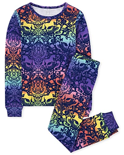Image of The Children's Place girls Long Sleeve Top and Pants Snug Fit 100% Cotton 2 Piece Pajama Set