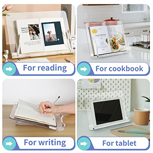 Moligou Acrylic Cookbook Stand, Recipe Book Holder With 16 Adjustable Angles, Foldable Book Stand For Desktop, Kitchen Counter #TOP6