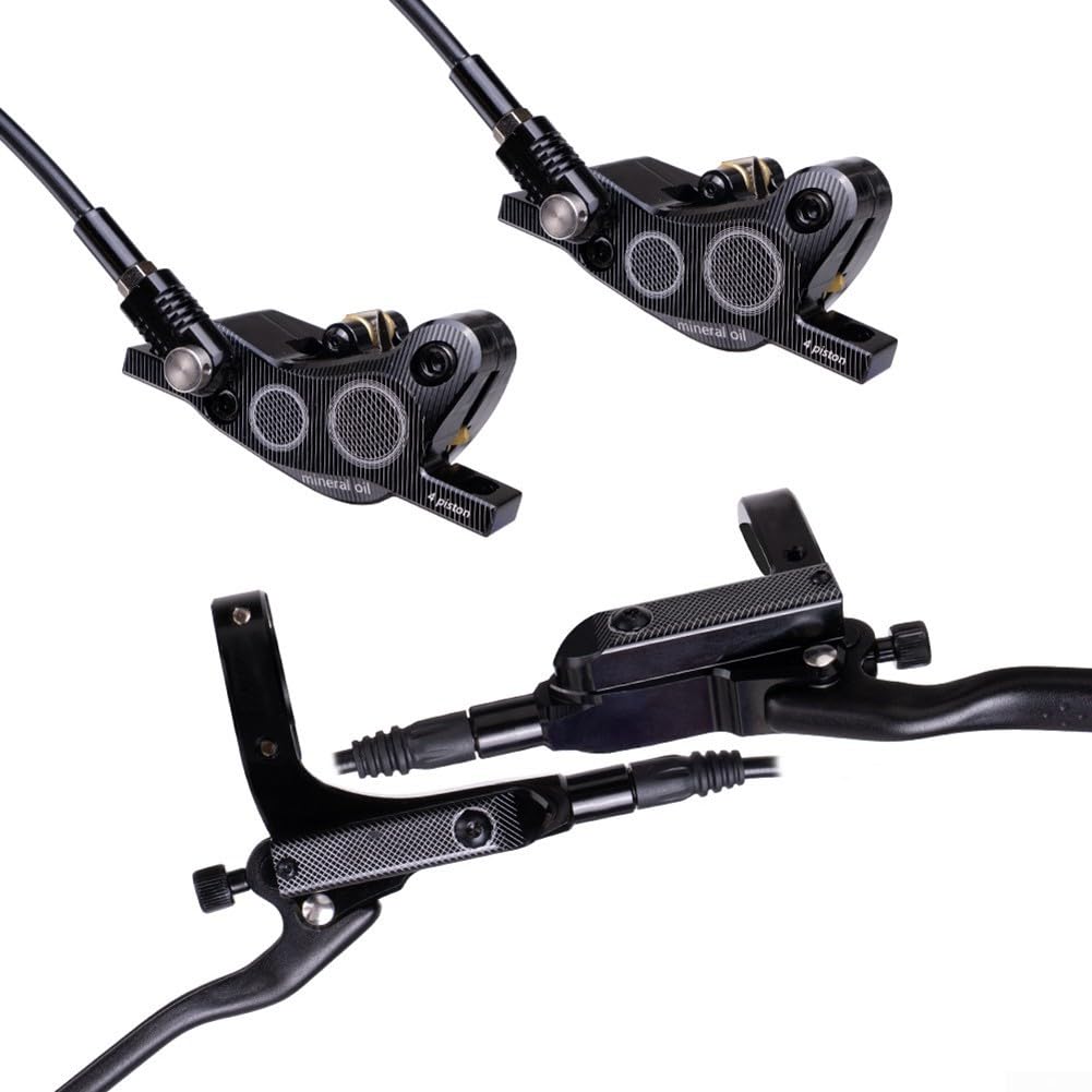Zoegneer Kit freno idraulico a 4 pistoni, freno a disco olio a quattro pistoncini, freno a disco idraulico per mountain bike, freni a disco bifacciali, set freni idraulici MTB (viola)