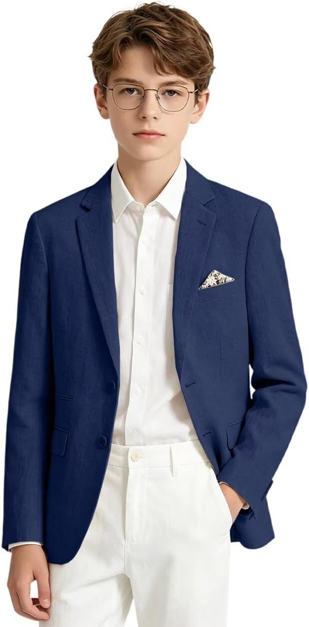 Linen Boys Blazer Retro Slim Fit Boy Suits Jackets Formal Wedding Prom Coat Casual Sport Jacket Coats for Kids