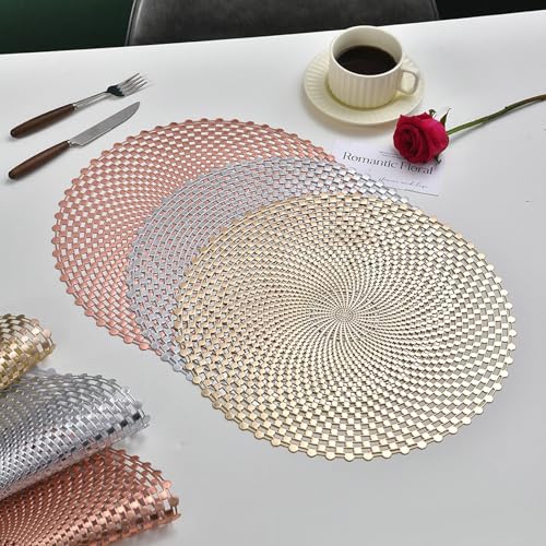 Set de table de qualité supérieure KnSam en PVC doré résistant 38cm - 4