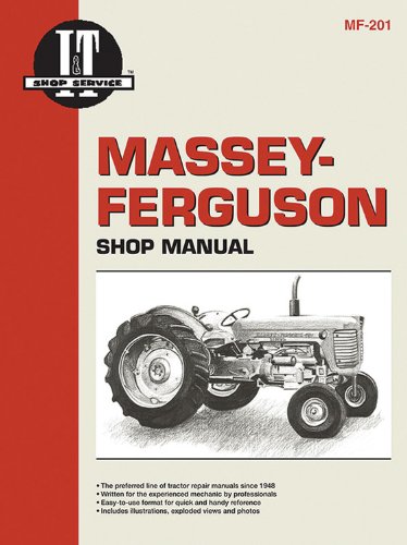 Front cover of the Massey Ferguson Shop Manual MF-201, featuring a vintage tractor illustration and the I&T Shop Service logo.