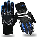 Amazon FDX Full Finger Winter Cycling Gloves - Warm Windproof, Mountain Bike Gloves Anti-Slip Padded Palm, Touchscreen, Breathable, Water Resistant MTB Racing and Running Mitts for Men Women (Blue, M)