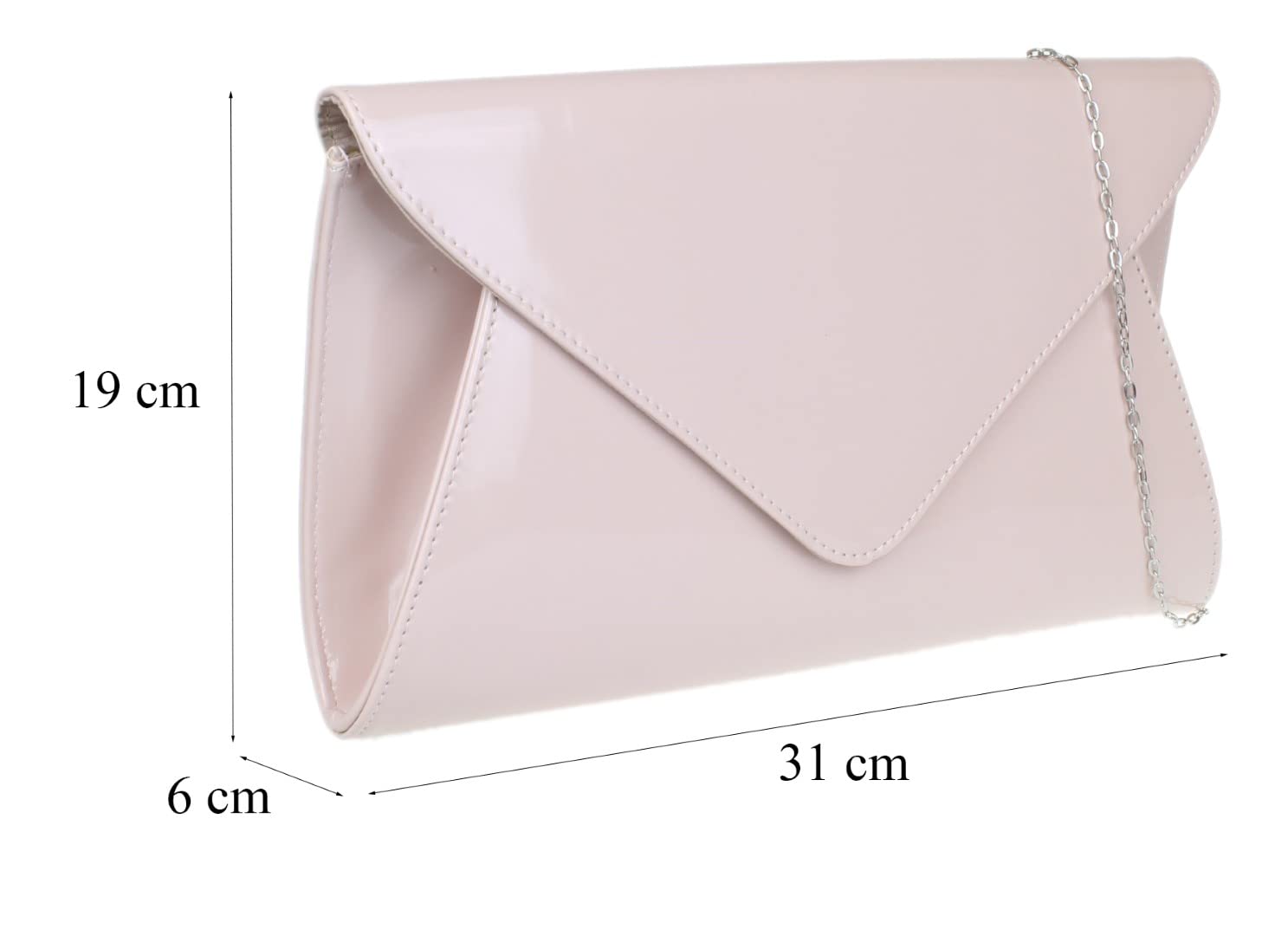 Girly HandBags - Pochette da sera da donna, in similpelle verniciata, tinta unita