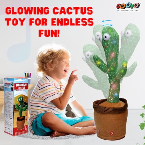 Image of Gooyo GY-7791 Dancing Cactus Toy | Singing, Recording & Flash Light Effect Cactus Toy for Kids /Babies /Toddlers | Green Color, Power Source: Lithium-Ion Rechargeable Battery (Included)