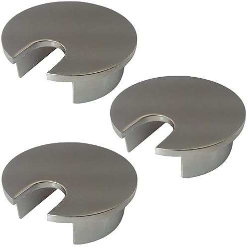 Miniatura 29 de Electriduct Organizador de cable de 2.5 pulgadas con ojales de metal para escritorio, 2.461 in, níquel cepillado (paquete de 3) cepillado