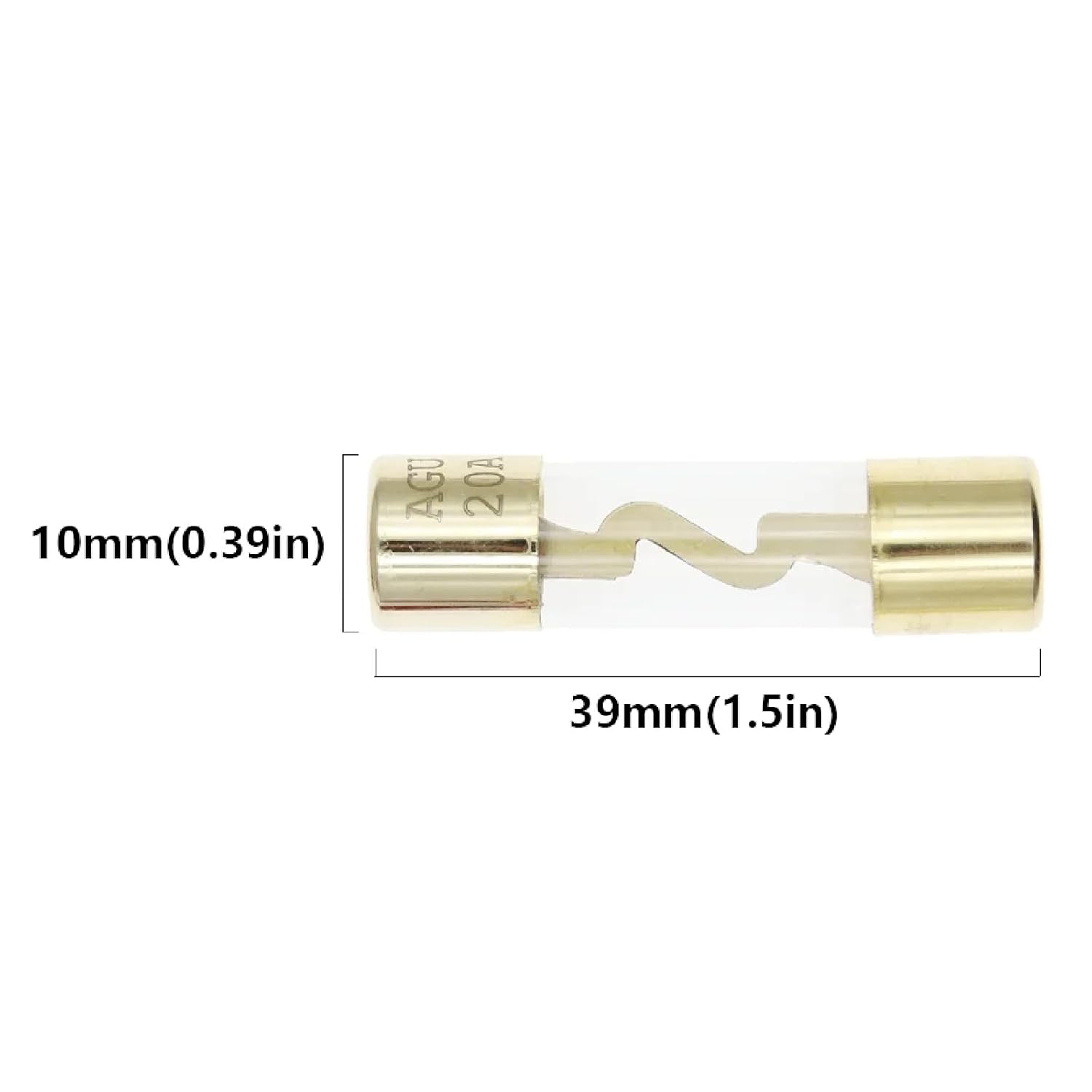 10 * 38MM Gold Plated Glass AGU Fuse Fuses Pack Car Audio Amp Amplifier 40A