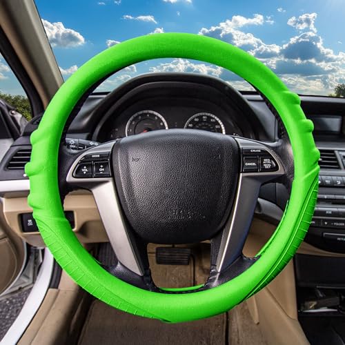 Image of FH Group Universal Fit Silicone with Grip and Pattern Massaging Grip Steering Wheel Cover fits most Cars, SUVs, Trucks, and Vans Green
