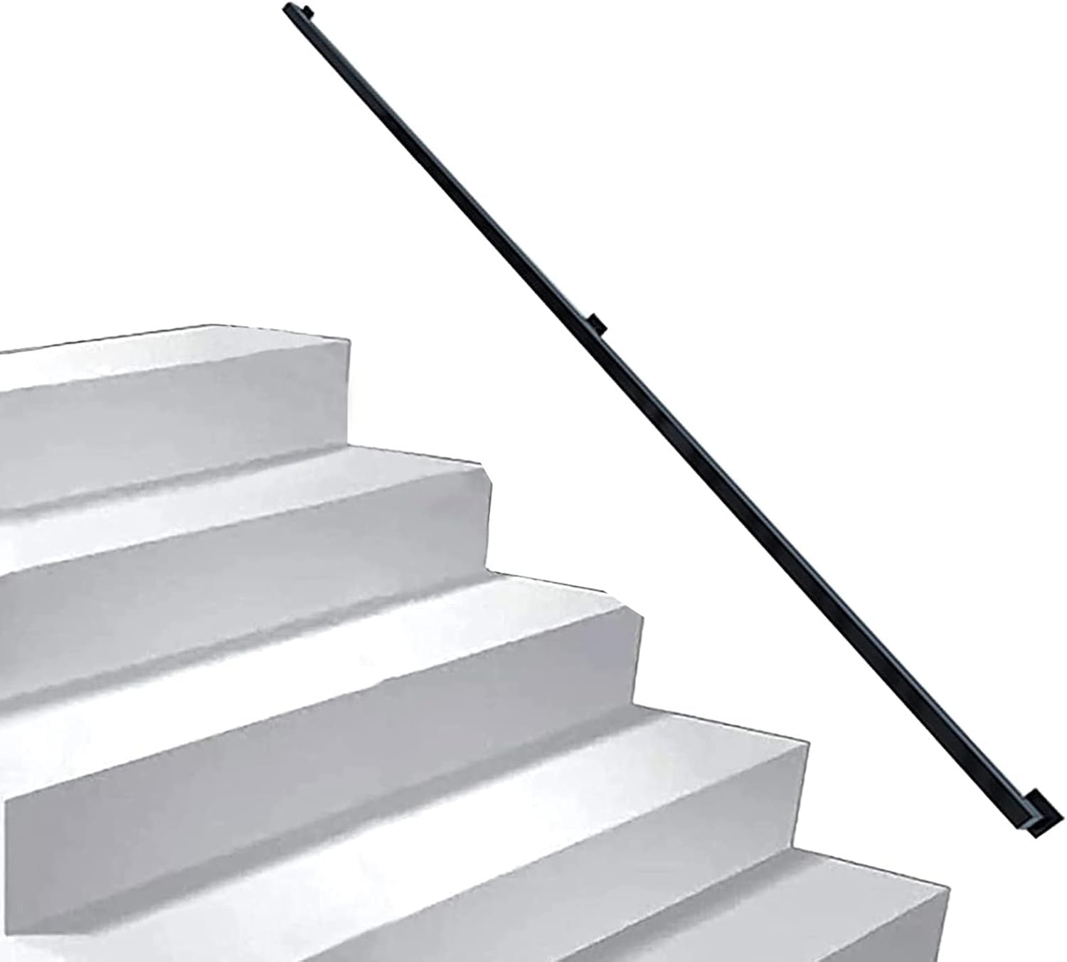 MObyat Stair Handrail Grab Bar Kit,1/2/3/4/5/6M Galvanized Industrial Iron Hand Rail for Indoor Stairs Wall Mount Support, Wall Staircase Handrail, Safety Handle (Color : Black, Size : 40