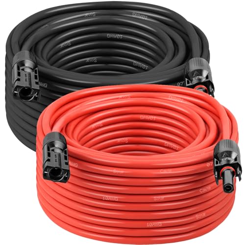 MOOKEERF Solar Panel Extension Cable - 10AWG 50FT Solar Wire with Waterproof Male & Female...