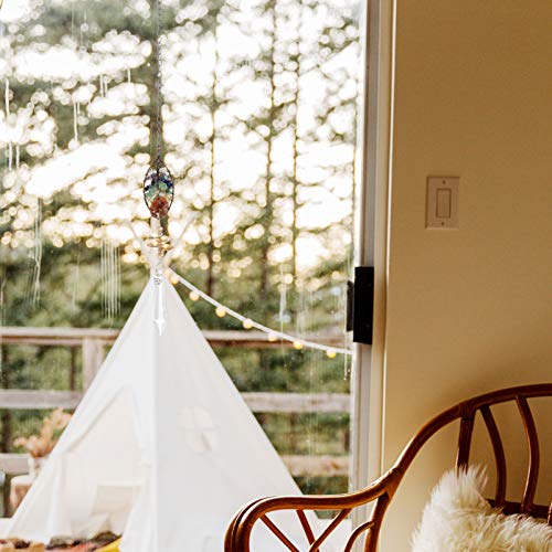 DOITOOL 2Pcs Cristais Coletor Do Sol Pendurado Vida Árvore Folha Forma Chakra Contas Cadeia Rainbow