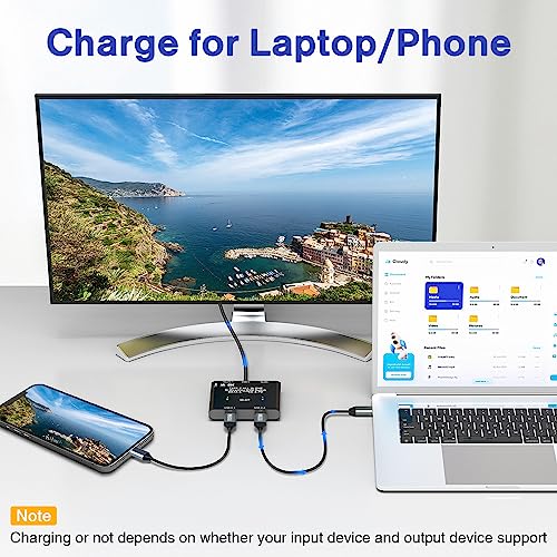 Usb C Switch,Bi-Directional Usb C Switcher 2 Laptops,Usb Type C Kvm Switch 4K@120Hz Video/10Gbps Data Transfer/100W Charging,Compatible With Thunderbolt Device,2.62Ft Usb-C Cables Included #TOP6