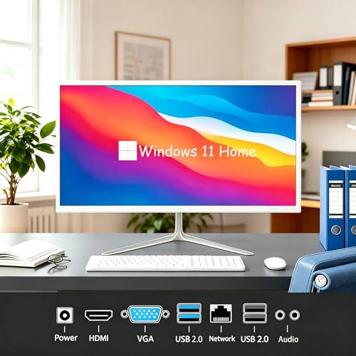Image of 23.8 inch All-in-One Computer with Webcam, FHD 1920x1080 Display, CPU-i5 up to 3.6GHz, 8GB DDR3 RAM, 256GB SSD, Windows 11 Home with HDMI WiFi 5 /BT 4.0 Wired Keyboard & Mouse