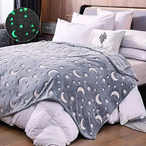 kunya® Glow in The Dark Polyester Microfiber Blanket for Bedroom, Adults, Kids All Season Blanket (Small Grey)
