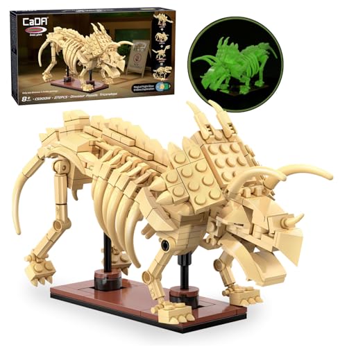 JAMARA 402890 CADA Dinosauro Fossile Triceratopo Bricks, idea regalo per ragazzo e ragazza, giocattolo dinosauro bambini, set giurassico, combinabile con altri modelli