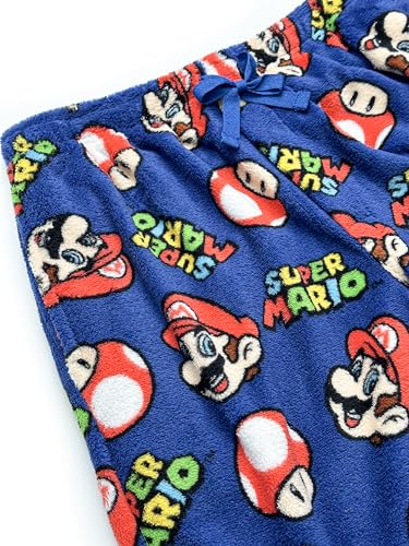 Super Mario Men's Mario and Kinoko Warm Plush Cozy Pajama Pants4