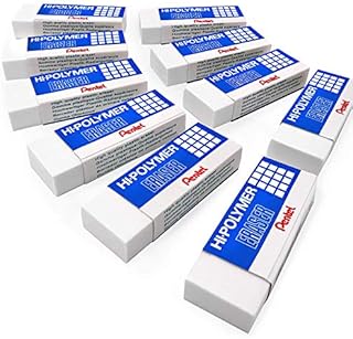Pentel Hi-Polymer Jumbo Plastic Rubbers Erasers - White - Pack of 10