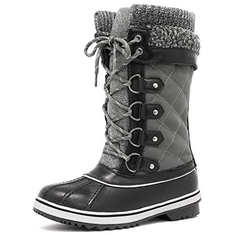 DREAM PAIRS Women's Monte_02 Grey Mid Calf Winter Snow Boots Cover
