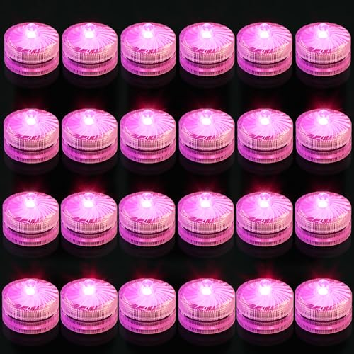 Image of Submersible LED Lights with Remote, Waterproof Tea Lights(Pink-24Pack)