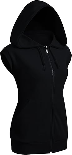 Sleeveless zip up hoodie womens Clearance