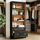 BIGTO Bookcase 31.5"*11.8"*72.9", Particle Board Freestanding Practical Sturdy Display Bookshelf Black Home Furniture