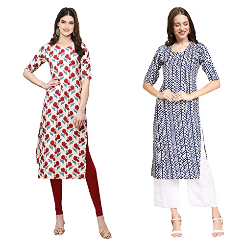 Image of Pinkmint Women's Crepe Floral Regular Kurta