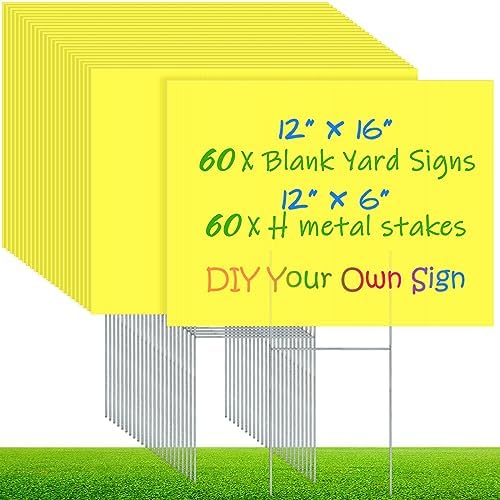 Kigley 60 Pack Blank Yard Signs with Stakes Corrugated