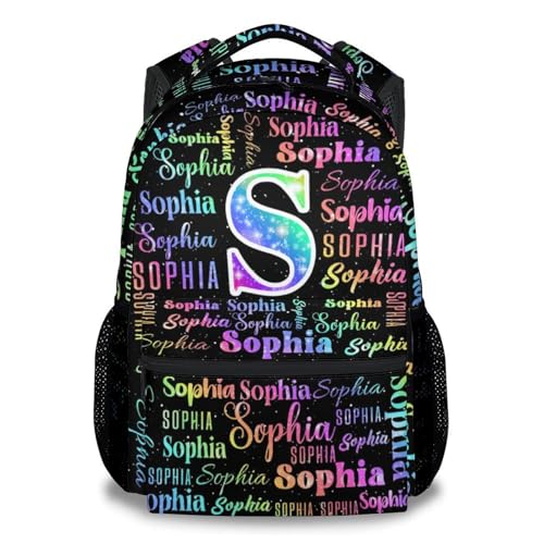 Custom School Backpack for Kids - 17 Inch Monogram Backpacks with Adjustable Straps - Personalized Colorful Large Capacity Bookbag for Elementary