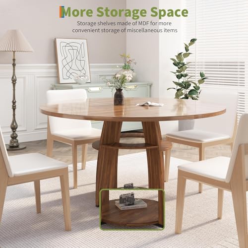 Table Ronde 120 cm de Table à Manger Rustique avec Étagère Garvee - 8