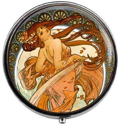 lijuanArt Nouveau Pill Box Candy Box Beautiful Lady Painting Pill Box Candy Box Alphonse Mucha Pill Box Candy Box Mucha Jewerly Art Deco Jewerly