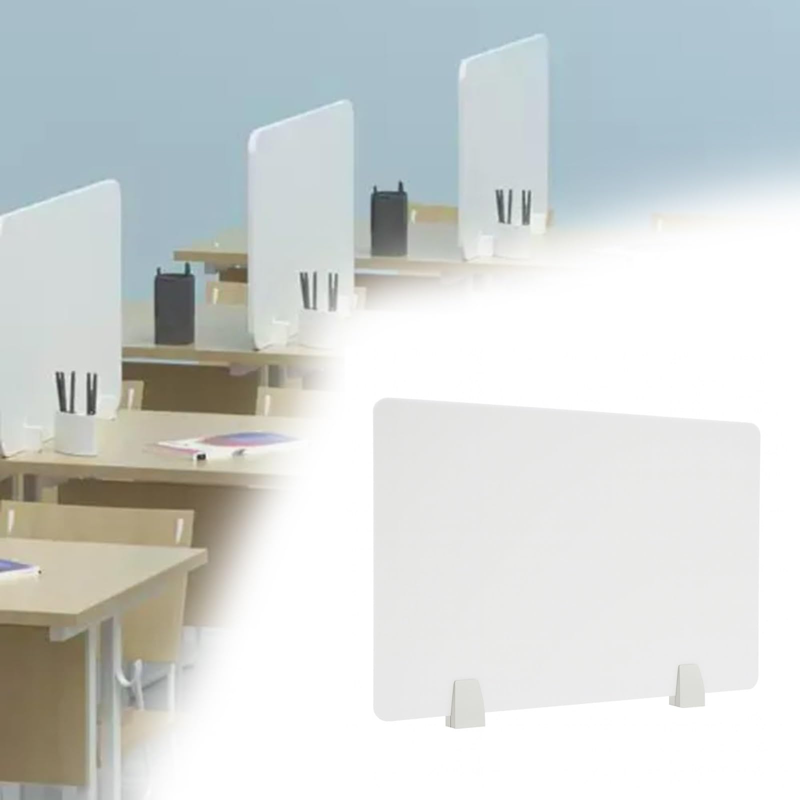 KLGFBDC Acrylic Desk Divider80CM x 30CM Freestanding White PVC Partition Wall Minimizes Visual Distractions Perfect for Home & Office Workspaces (1PC)