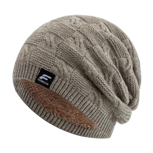 Gorro de invierno unisex con letra F y forro de felpa cálido