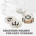 6 PCS Wars Cork Coasters for Drinks, Cork Coasters for Drinks with Coaster Holder, Funny Kitchen Decor, Suitable for Coffee Table and Bar, Wars Themed Gifts for Fans